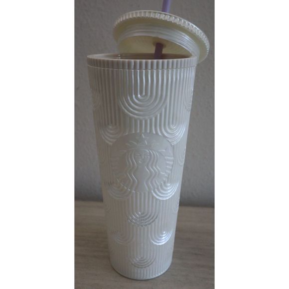 Starbucks 2023 White Pearl Shell Mermaid Siren Scales 24 oz Venti Tumbler - Picture 3 of 6